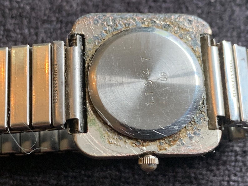 Vintage Zeon Ladies Tank Style Watch Silver Tone With Expandable Strap ...