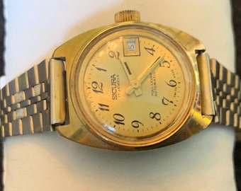 Seltene Sicura Automatik Damen Taucheruhr Goldton
