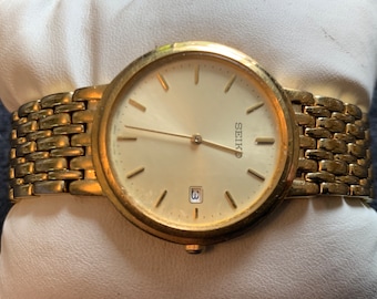 極美品◎SEIKO　セイコー ゴールド ラウンド メンズ ヴィンテージ腕時計 セイコー ヴィンテージ 腕時計 クオーツ オーバル型 ブレス
