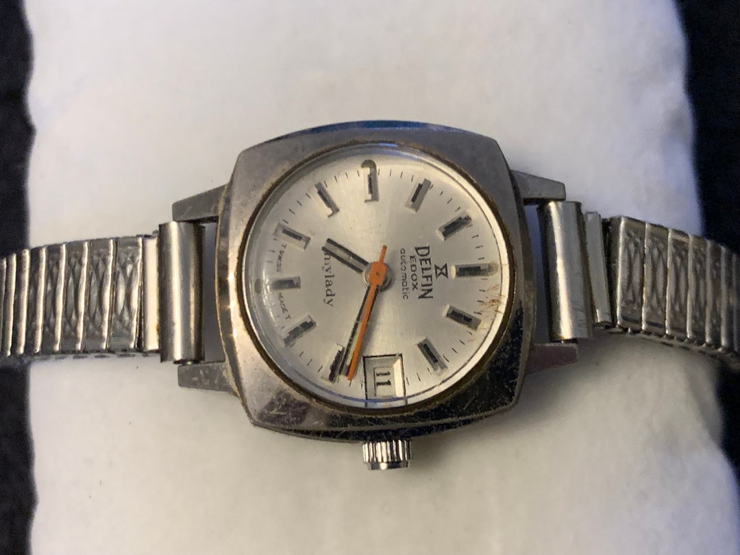 Rare Vintage Delfin Edox My Lady Automatic Ladies Square Faced