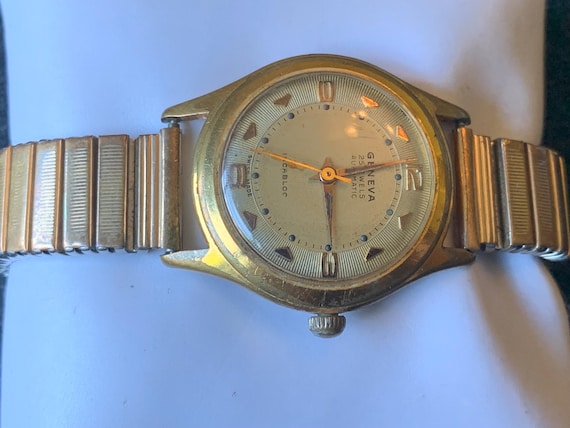 Vintage Geneva Automatic 25 Jewel Gold Tone Mens Watch Original 