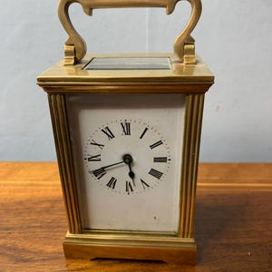 Vintage French  Brass  Carriage Clock with Key