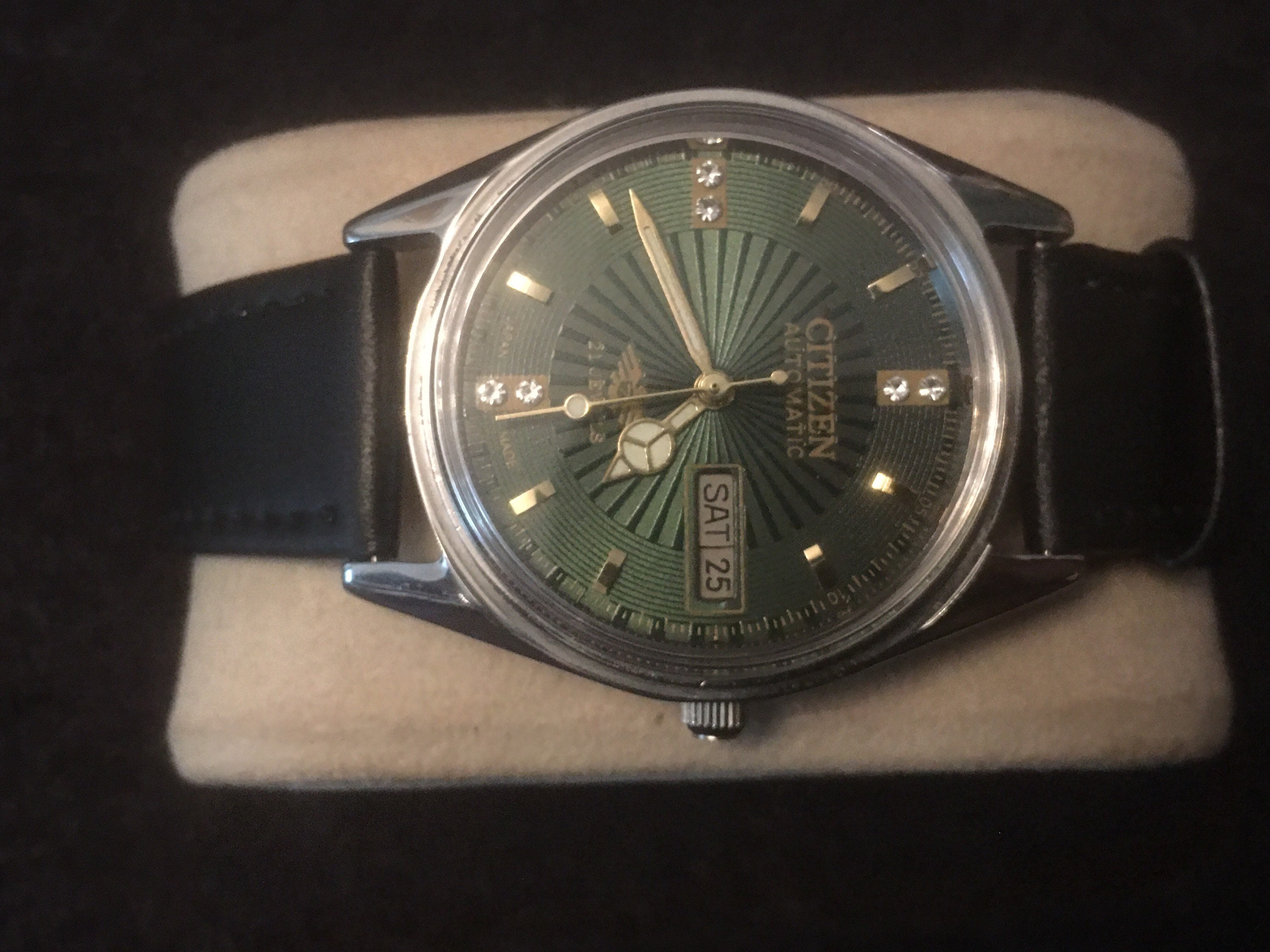 Buy Vintage Rare Citizen Green Sunburst Dial Silver Tone Automatic