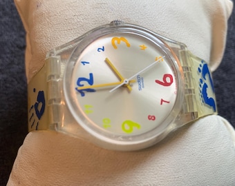 Orologio Swatch Vintage SAUTE-MUTON Footprints Originale unisex GK384 2001 Orologio da polso
