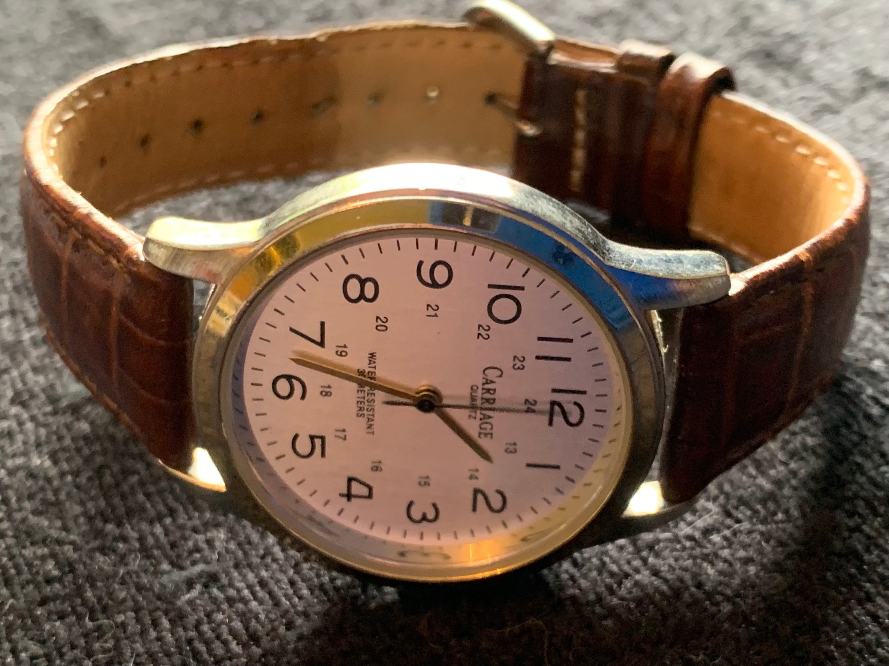 Vintage Carriage Gold and Brown  Quartz Watch Carriage Quartz Vintage Watch - Etsy main image 2