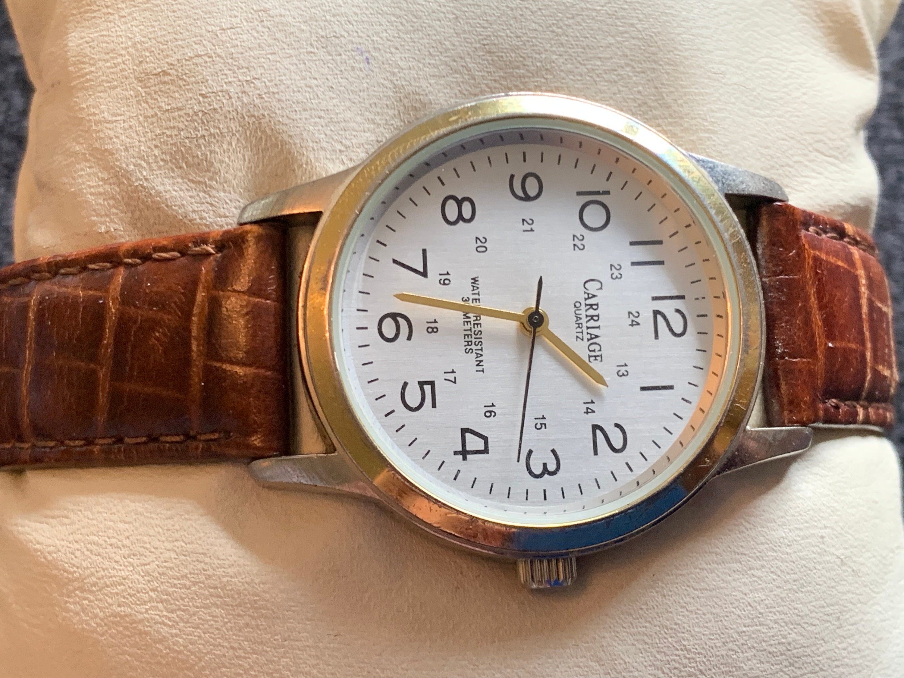 Vintage Carriage Gold and Brown  Quartz Watch Carriage Quartz Vintage Watch - Etsy main image 4