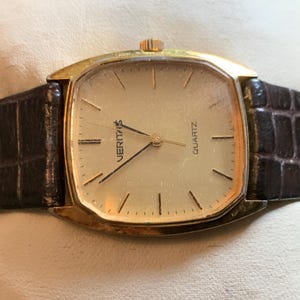 Vintage Veritas Gold tone Quartz Tank Style Men’s watch