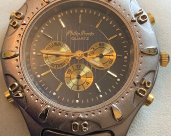 Buy Vintage Retro Phillip Persio Titanium Chronograph Style Gold