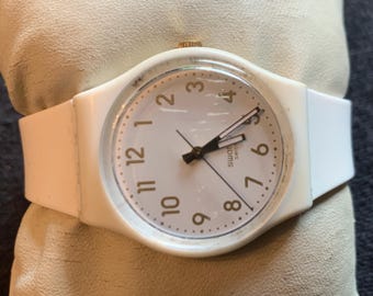 Vintage Swatch Herren / unisex Armbanduhr in weiss
