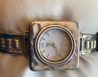 Vintage Sterling silver Hammered finish ladies Cocktail watch