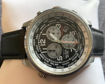 Citizen Eco WR100 Chronograph Alarm Silver tone Men’s Quartz watch