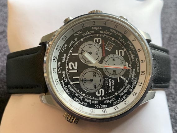 Citizen Eco WR100 Chronograph Alarm Silver tone Men’s Quartz watch