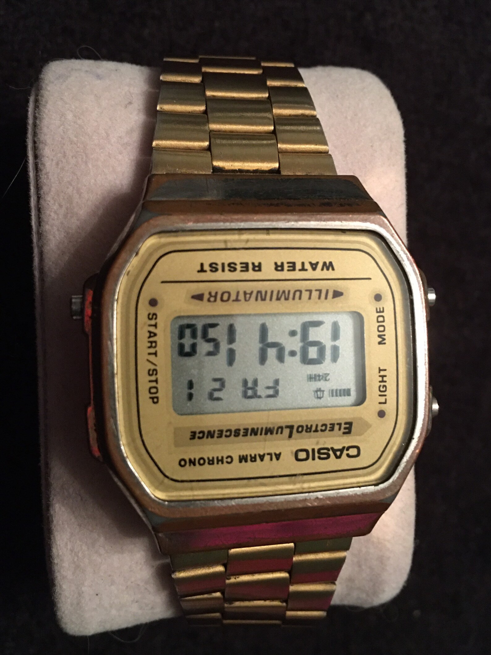 Vintage Casio 1572 A168 LCD Alarm Chrono Gold tone Mens watch Etsy