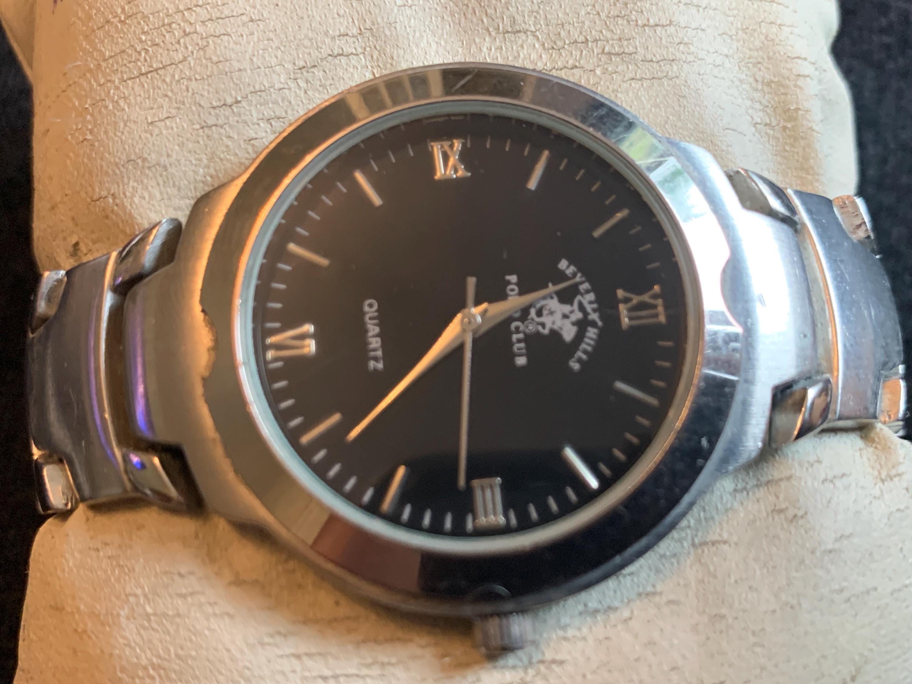 BEVERLY HILLS POLO CLUB　腕時計　シルバー×ブラック Vintage Beverly Hills Polo Club Mens Tank Style Watch 31mm Silver