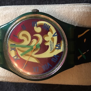 Vintage Rare Swatch Multi coloured  watch with original box and strap