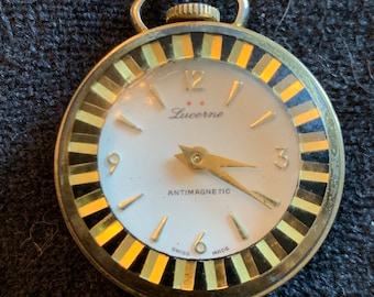 Vintage Lucerne Silver tone ladies pendant  watch