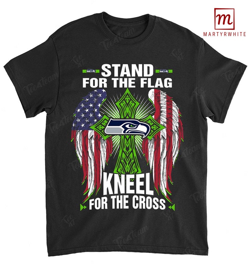 Seattle Seahawks American Football Team Stand For The Flag Knee For The Cross T Shirt