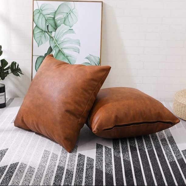 Melbourne Leather Co Genuine Leather Cushion Cover Pillow - Etsy