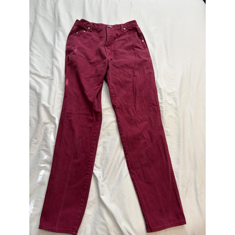 Wrangler Jeans Vintage High Rise Straight Leg Burgundy Maroon Western Denim image 2