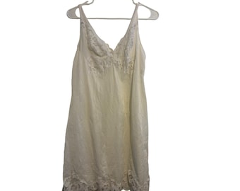 Vintage White Lace Trim Chemise Slip Women's Bridal Lingerie White One Size