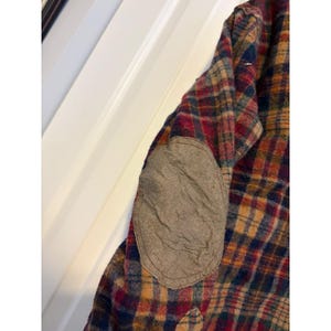 Vintage Pendleton Wool Flannel Shirt Plaid Red Blue Elbow Patches Mens Large image 4