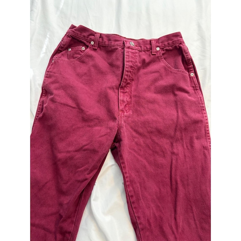 Wrangler Jeans Vintage High Rise Straight Leg Burgundy Maroon Western Denim image 5