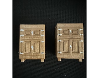 Goldman Morgan Icebox Salt Pepper Shakers Vintage Tan Plastic Cabinet Set