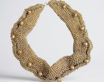 Vintage Delco Collar Necklace Made in Japan Beaded Pearl Costume Jewelry
