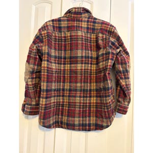 Vintage Pendleton Wool Flannel Shirt Plaid Red Blue Elbow Patches Mens Large image 5