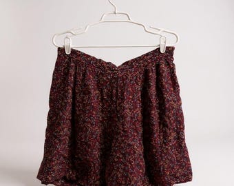 Sag Harbor Women Burgundy Y2K Floral Print Smocked Waist Shorts Extra Large