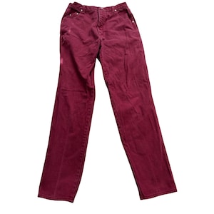 Wrangler Jeans Vintage High Rise Straight Leg Burgundy Maroon Western Denim image 1
