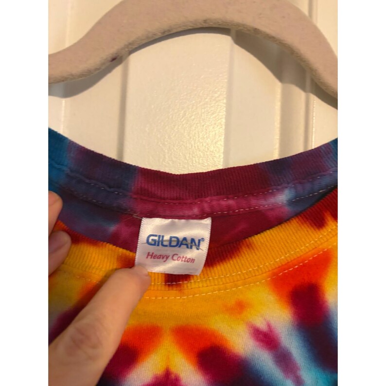 Vintage Retro T-Shirt Tie Dye Mickey Mouse Rainbow Fringe XL image 4