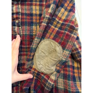 Vintage Pendleton Wool Flannel Shirt Plaid Red Blue Elbow Patches Mens Large image 3