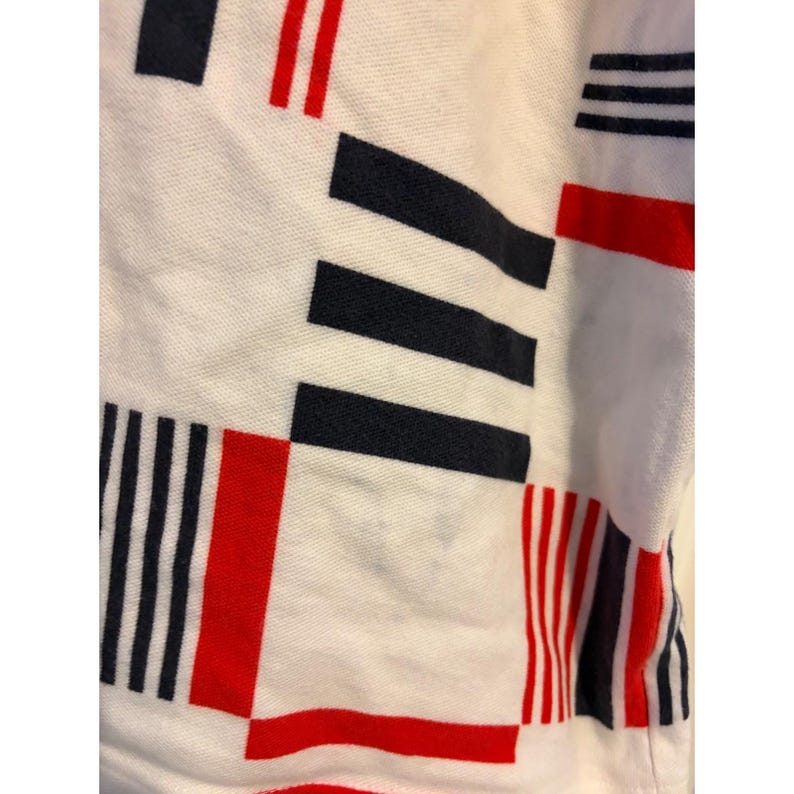 Vintage Fila Polo Shirt Mens Large Geometric Block Abstract Red White Blue 90s afbeelding 3