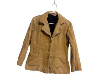 Sixty Canal Blazer Corduroy Vintage Tan Button Front Patch Pockets Medium