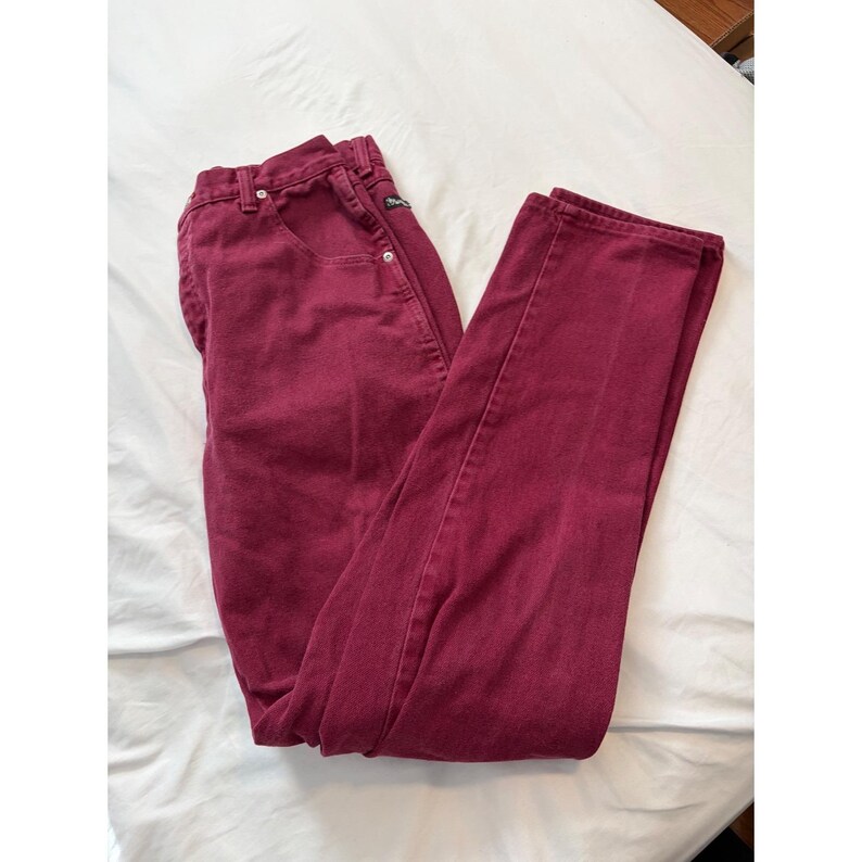 Wrangler Jeans Vintage High Rise Straight Leg Burgundy Maroon Western Denim image 7