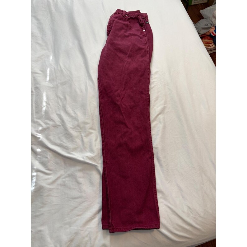 Wrangler Jeans Vintage High Rise Straight Leg Burgundy Maroon Western Denim image 6