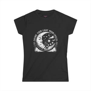 Moon Child Inspirational Women&#39;s Tee, Softstyle T-Shirt, Astrology Gift, Lunar Phase Apparel, Celestial Graphic Top