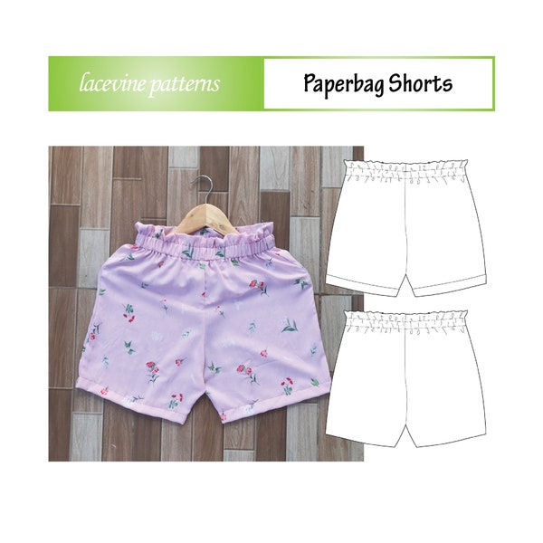 PDF Pattern Paperbag Shorts Easy Sewing for Beginners (6 sizes)