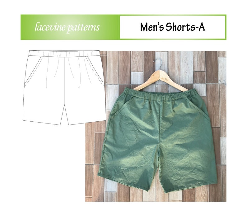 PDF Sewing Pattern Men's Shorts with Pockets in 6 sizes image 1