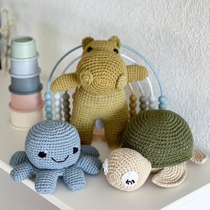 OEKO-TEX® Music Box - Hippo Turtle Octopus - crocheted - custom melody and different colors - soft toy baby