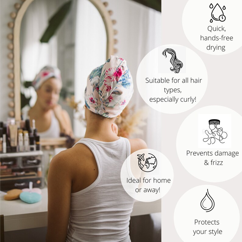 Reversible Microfiber & Satin Hair Wrap / Quick Dry Hair Etsy Canada