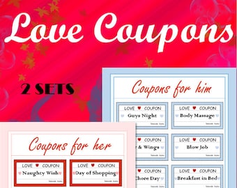 Sexy Love Coupons for Couples, Coupons for him, Coupons for her, Valentine's Day Coupons, Printable Valentine's Day, Valentines Day Digital