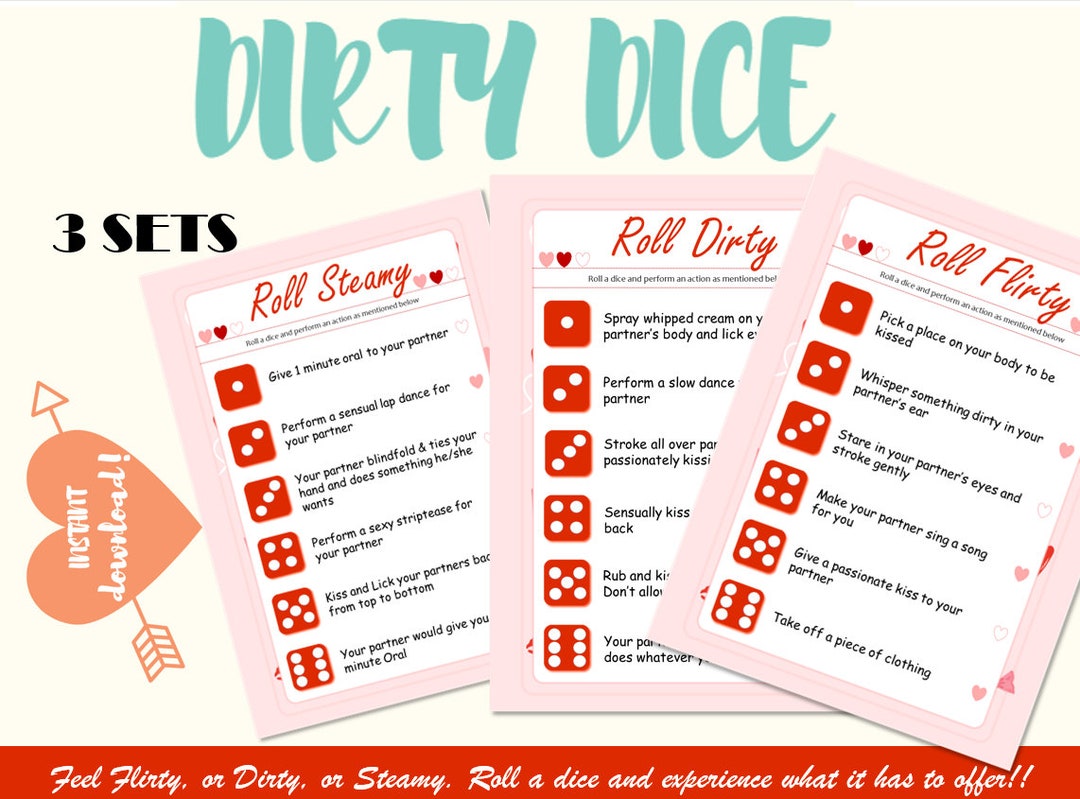 Dirty Dice Game for Valentine's Day, Valentines Day Printable