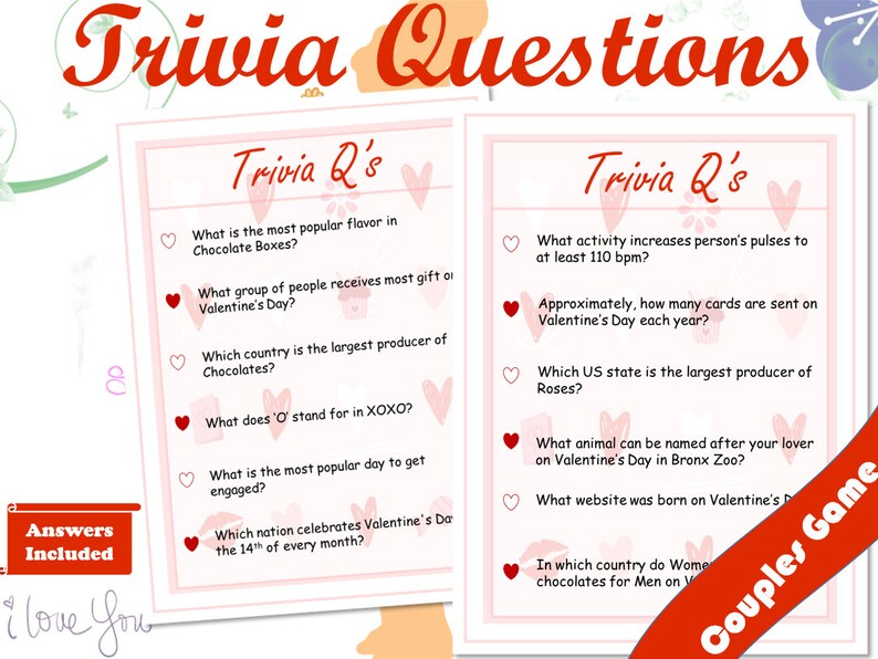 Valentine's Day Couples Game, Valentine's Day Printable, Valentine's ...
