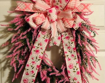 Blush Pink Floral Wreath, Spring Easter Door Decor, Mother’s Day Gift, Grapevine Base