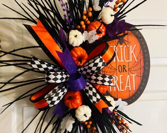 Handmade Halloween Door Swag, Pumpkin Berry Decor