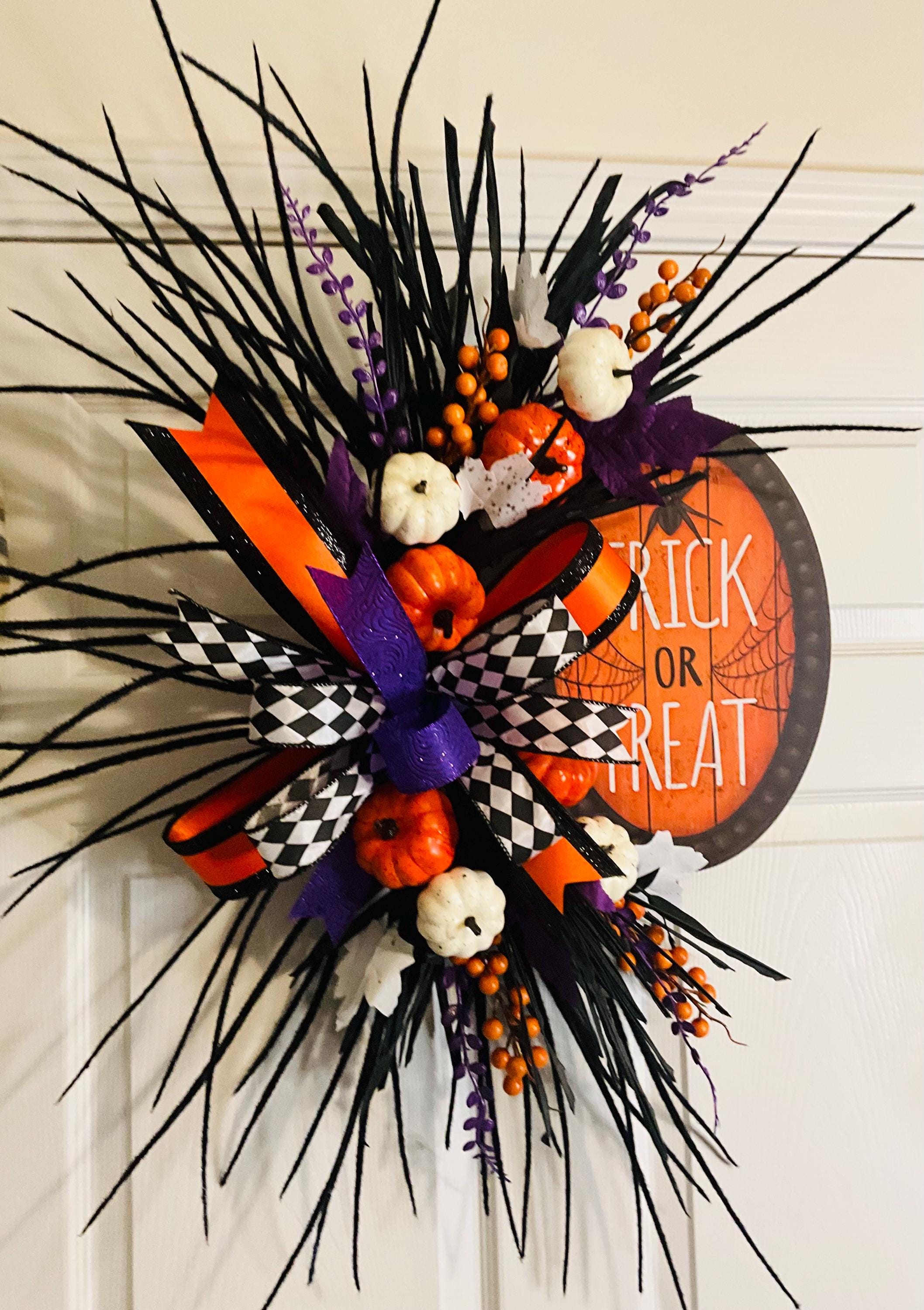 Handmade Halloween Door Swag, Pumpkin Berry Decor - Etsy