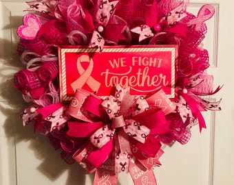Sparkle Pink Ribbon Wreath, Breast Cancer Awareness