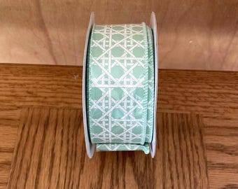 1.5" x 10YD Mint green basket weave wired Ribbon, wreath making supplies, Easter Ribbon, everyday Ribbon, Pastel Ribbon